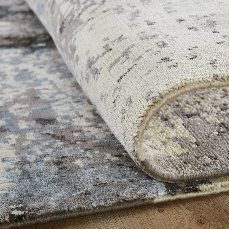 Illusion Weave Hand Knotted Abstract Area Rug, Rectangle 10' x 14'