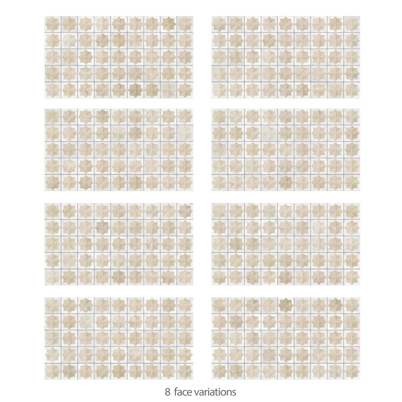 Tetuan Astre 12" x 22" Porcelain Moroccan Wall Tile, Beige/White
