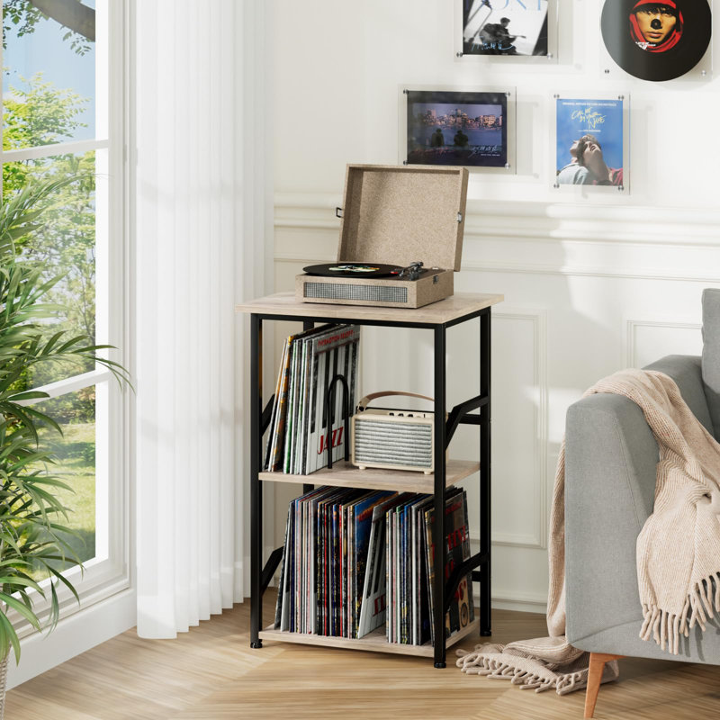 Manufactured Wood,Metal 75.2cm H Media Shelves, Grey