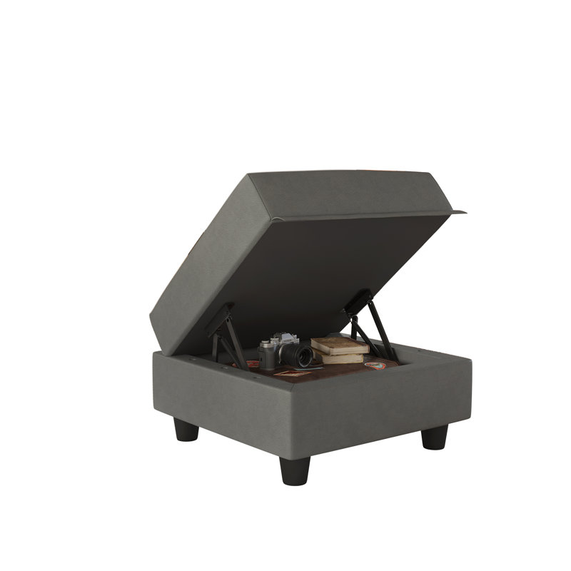 Repose-pieds de rangement en tissu Tomario, gris