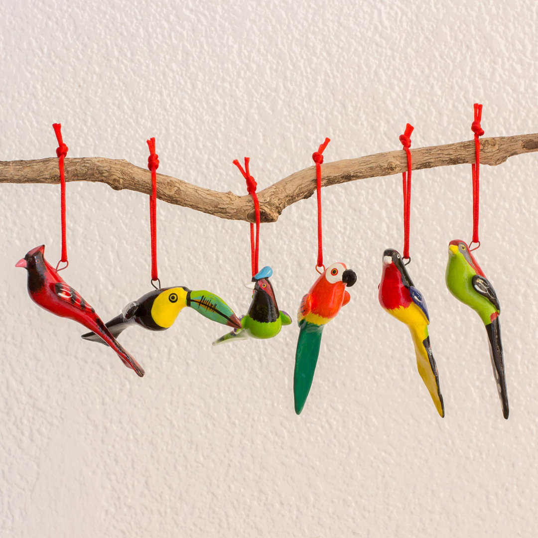 Jose Arriola 6 Piece Bird Central American Ceramic Hanging Figurine Ornament Set The Holiday Aisle®