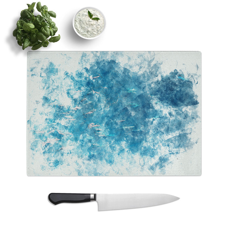 Tempered Glass Many Dolphin Chopping Board, 20 cm x 28.5 cm