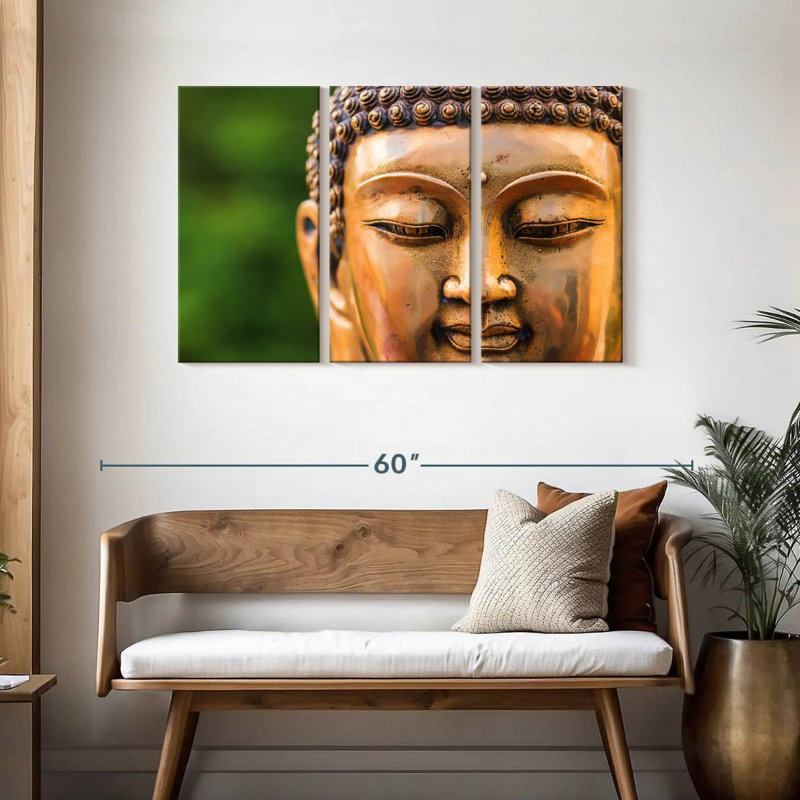 Adella Golden Buddha Head, 28" H x 45" W