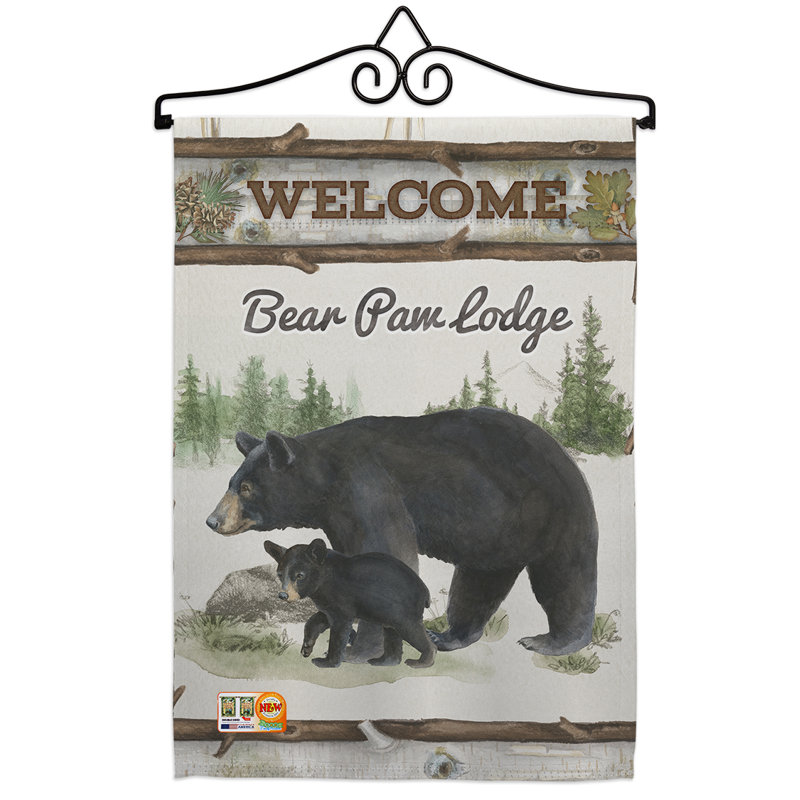 Coussin décoratif décoratif à 2 faces en polyester 19 x 13 po bear paw lodge impressions ensemble de drapeaux