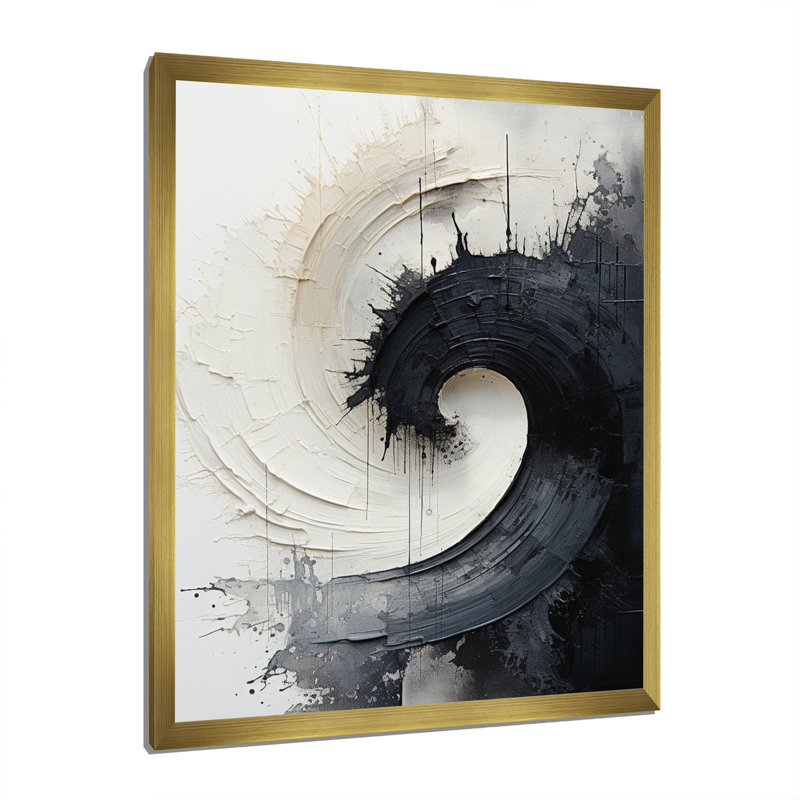 Contrast Harmony I - abstrait, spirales sur toile, H 32 po x l 24 po x P 1 po, Encadrement doré