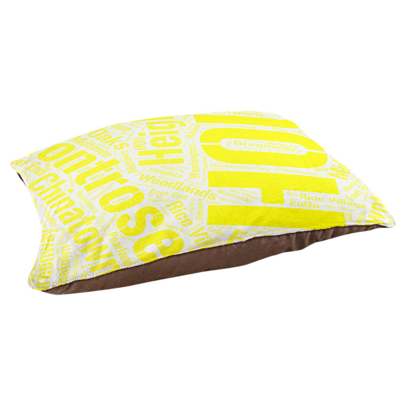 Coussin de chien « districts », Grand (l 40 po x P 30 po x H 14 po), Jaune, Houston
