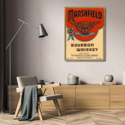 Toile tendue avec étiquette Trinx Vintage Booze Labels, Marshfield Bourbon Whiskey 376167