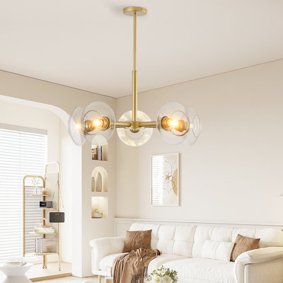 Lustre moderne Spoutnik avec abat-jour en verre transparent, luminaire suspendu Mid-Century