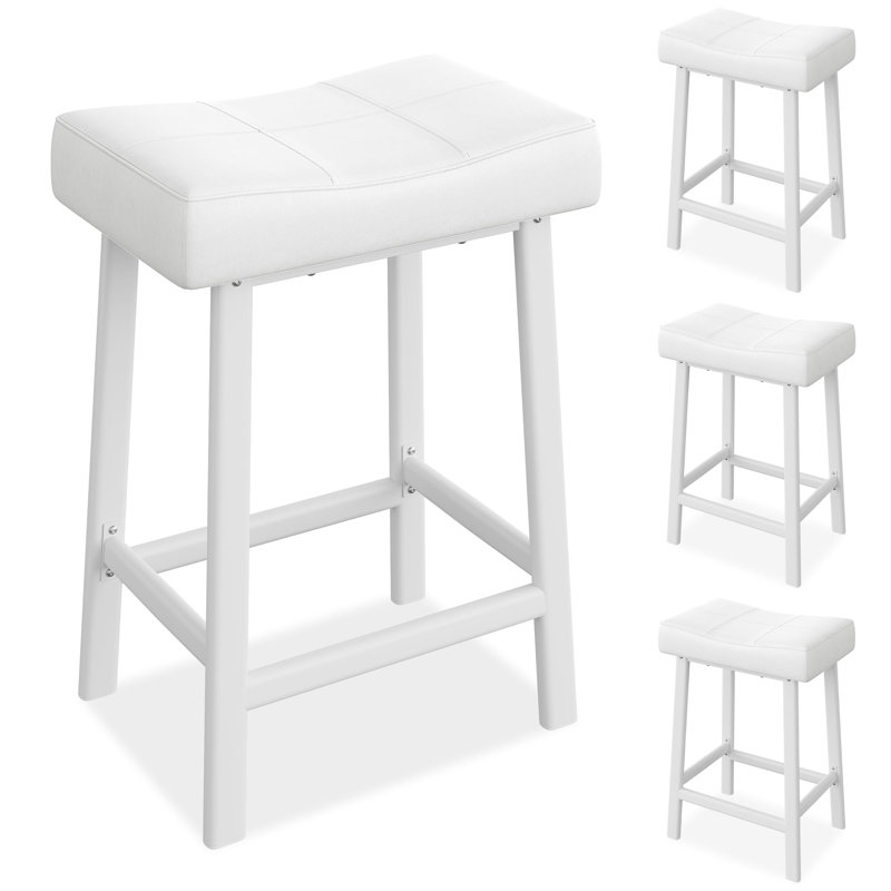 Ensemble de tabourets de bar à hauteur de comptoir de 4 tabourets de bar de 24 po pour îlot de cuisine, Blanc