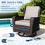 Ensemble de patio extérieur en osier 4 pièces, canapé, 2 chaises pivotantes et table d'appoint-130025193