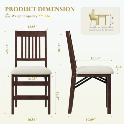 Padded Stackable Folding Dining Chairs with Solid Wood Frame, No Assembly