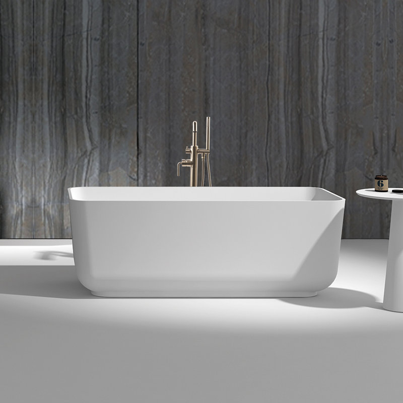 Navi 59'' L Freestanding Soaking Bathtub, Matte White