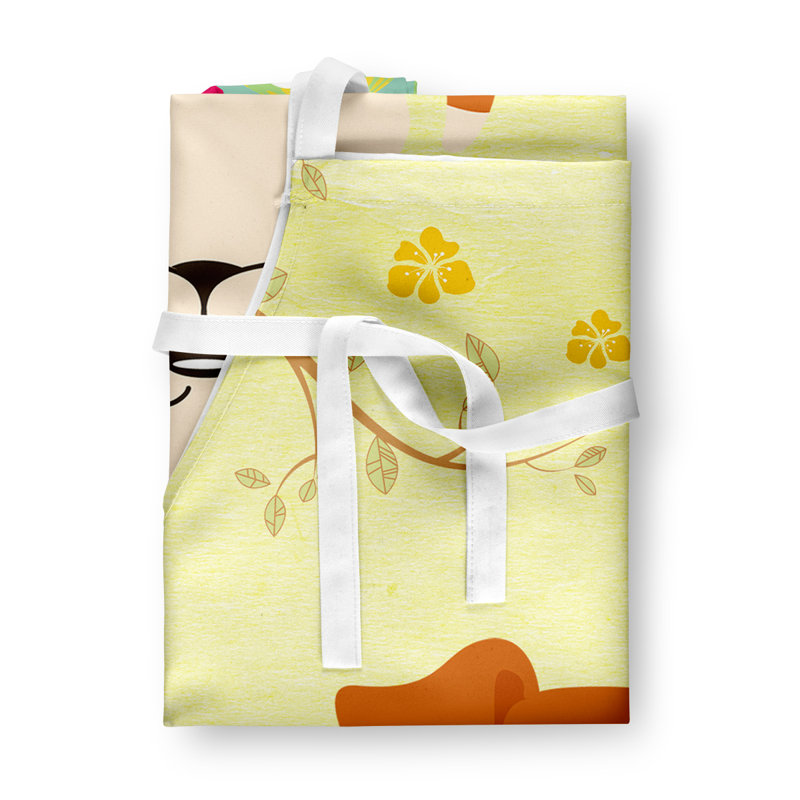 Easter No Pattern Bib Apron, Yellow/Cream, Wire Fox Terrier