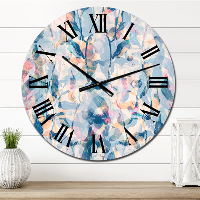 Rose et nuances de bleu - Horloge murale traditionnelle