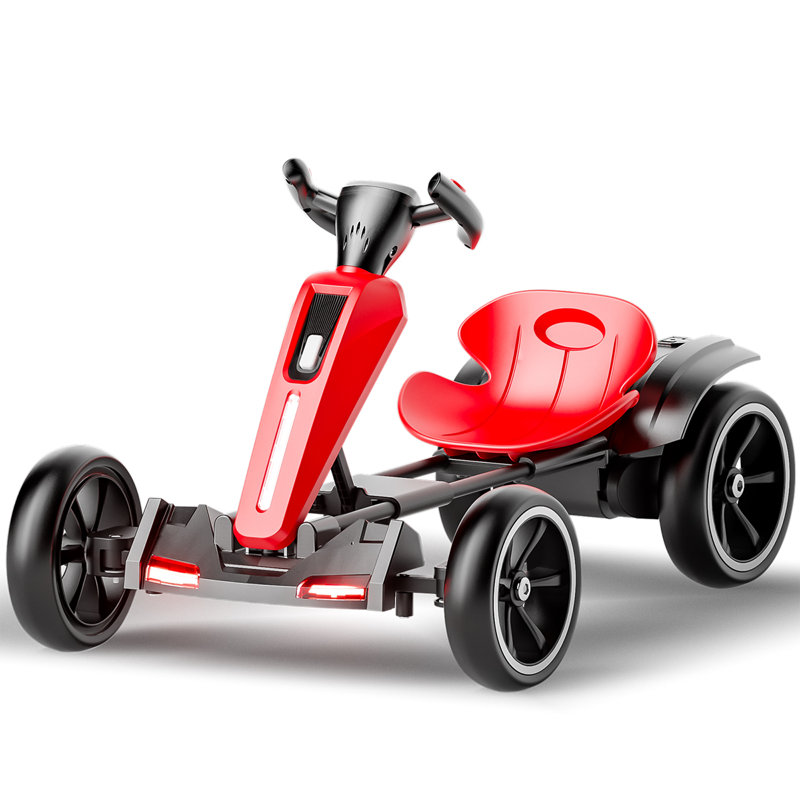 Kart électrique à pédales 12V pour enfants, siège pliable avec siège réglable, certifié ASTM et CPSIA, Rouge