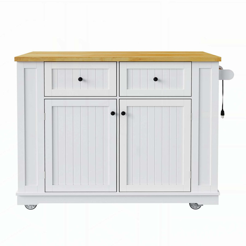 Versatile Large Kitchen Island with Multiple Storage Options and Mobility