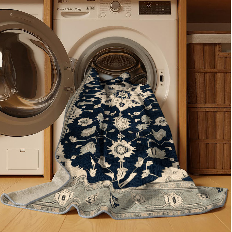 Machine Washable Overdyed Grey Area Rug, Round 3'