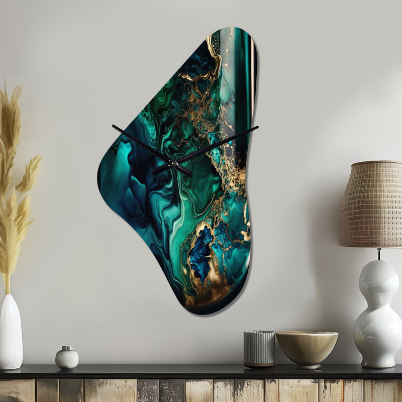 Naik - Boomerang Shape Unique Abstract Marble Wall Clock, Large