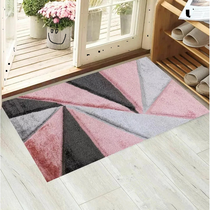 Geometric Shag Area Rug, Rectangle 60 x 110 cm