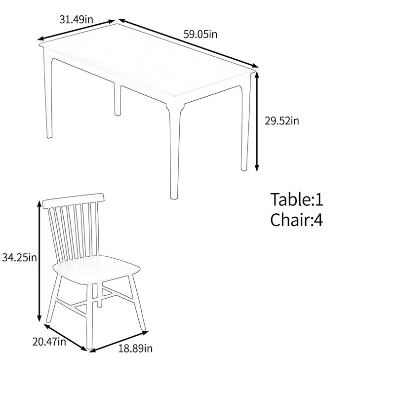 Sturdy and durable solid wood table sets, 5, Brown
