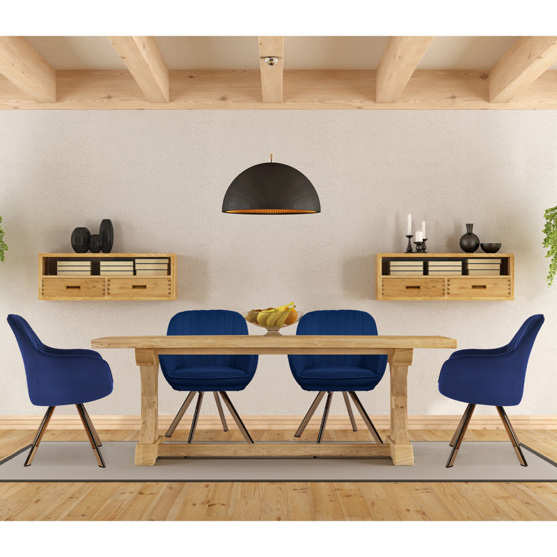 Fauteuil d'appoint pivotant de 24,4 po Rhudie, Tissu marine