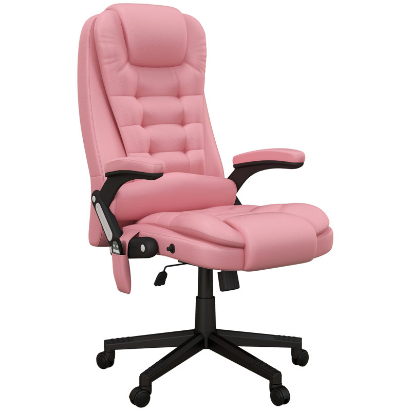 High Back Vibration Massage Office Chair With 6 Vibration Points, Heated Reclining PU Leather Computer Chair With Armrest And Remote