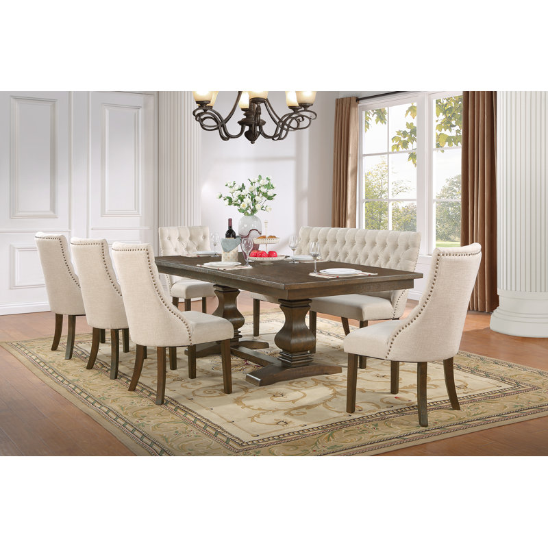 Rackley Extendable Trestle Dining Set, Beige
