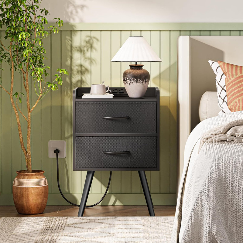Latreca 15.7'' W Solid Wood Nightstand, Black