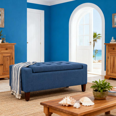 Banc de rangement avec repose-pieds, banc d'entrée rembourré avec siège, avec plateau relevable et pieds en bois d'hévéa