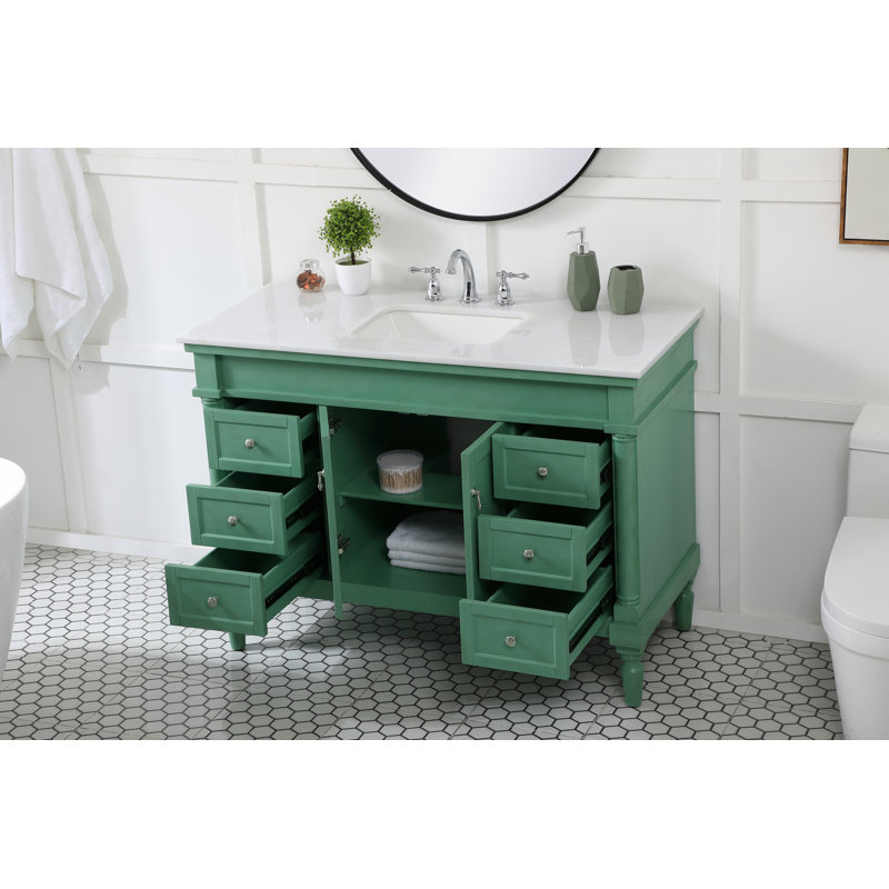 Ensemble de meuble-lavabo simple 48 po Lexington, Menthe rétro, Blanc ivoire