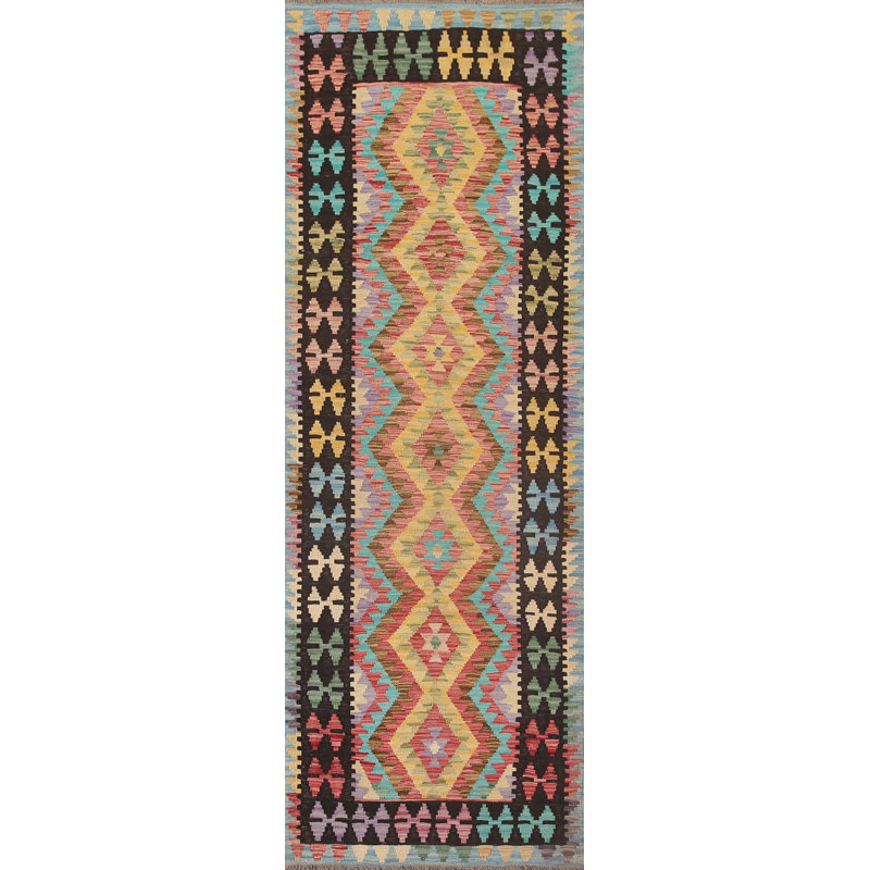 Reversible Wool Kilim Oriental Runner Rug 3x10