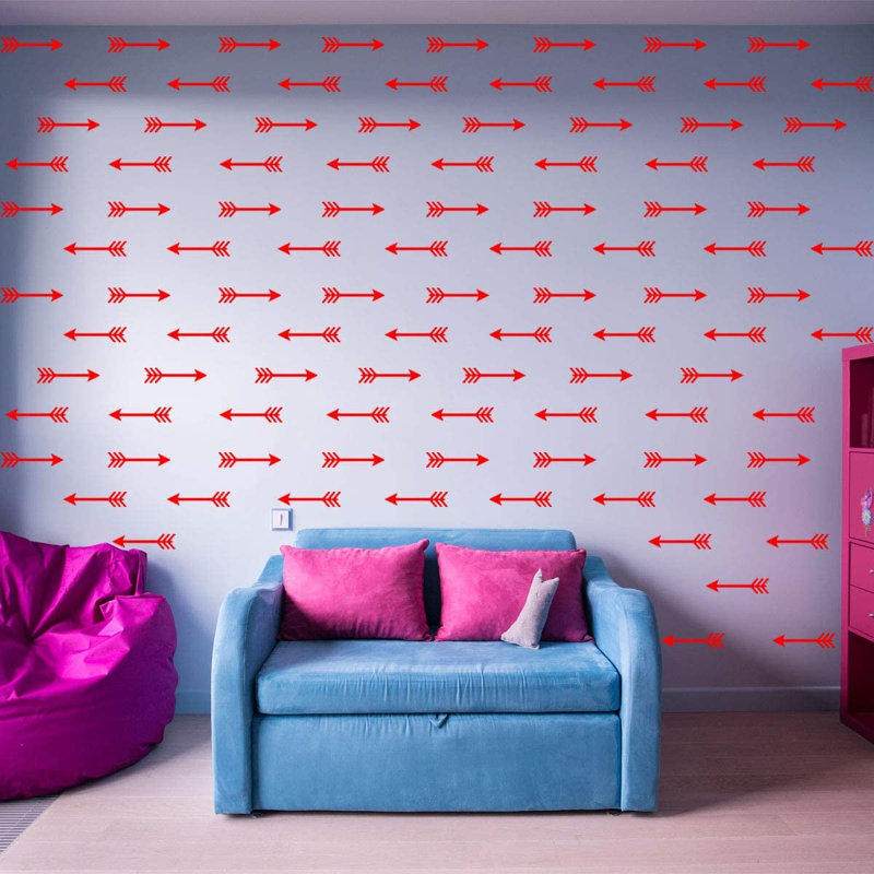 Décalcomanie murale flèches, H 2 po x l 10 po x P 0,8 po, Rouge