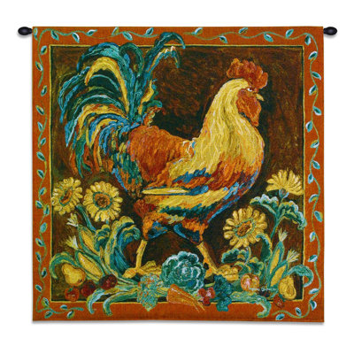 Tapisserie coq rustique bw