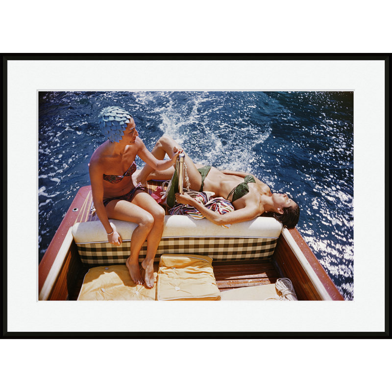 Vuccino And Rava Print by Slim Aarons, Black Framed Paper, 17" H x 25" W x 1.75" D