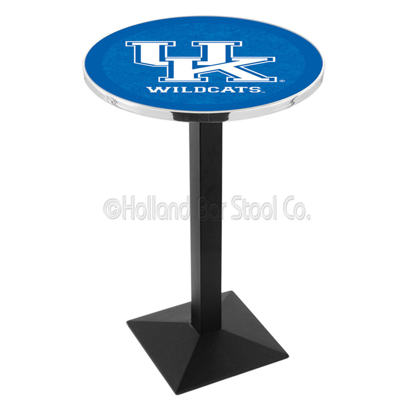 Round Metal Base Dining Table, Black Wrinkle, University of Kentucky - UK Logo