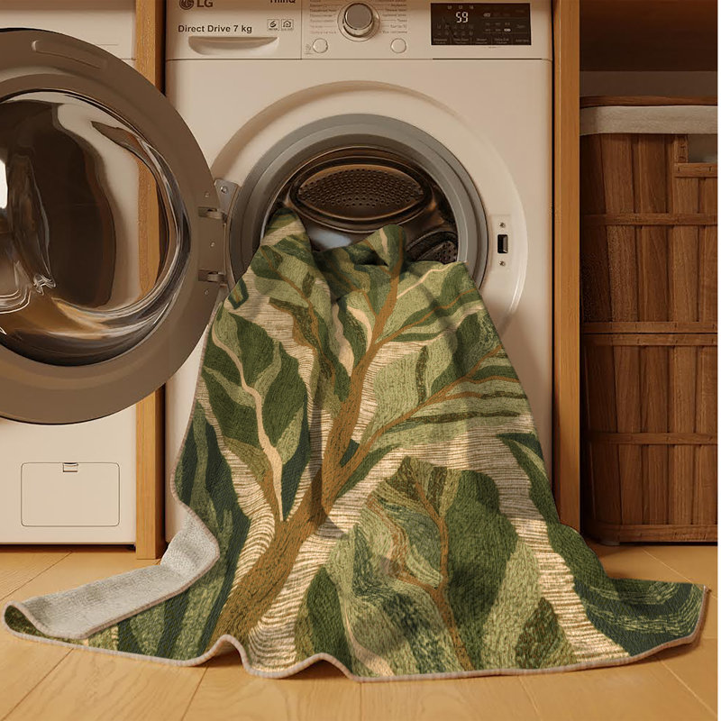 Machine Washable Nature Brown Area Rug, Rectangle 8' x 10'