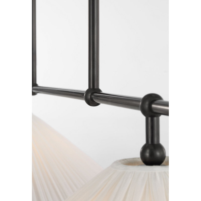 Soren 54" Linear Chandelier with Silk Pleated Shades, Bronze