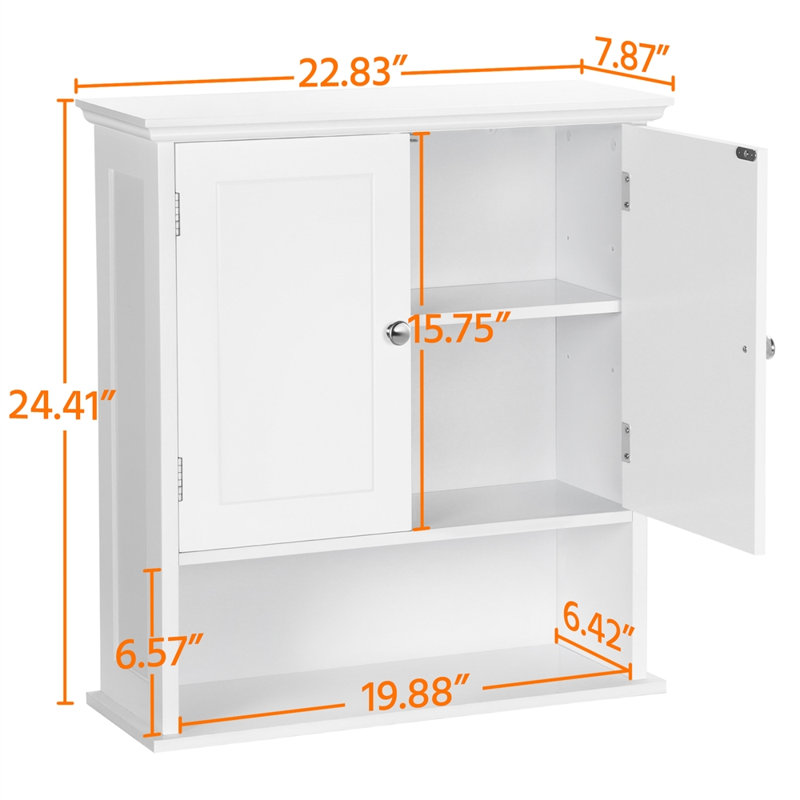 Armoire murale de salle de bain Angenette l 22,83 po x H 24,41 po x P 7,87 po, Blanc