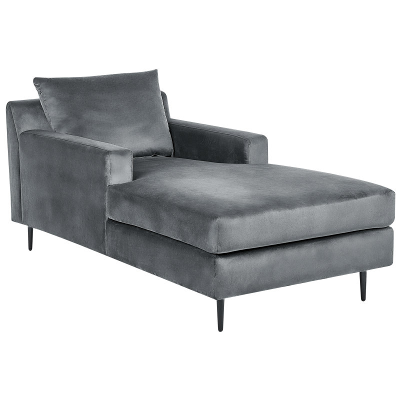 Agenore Velvet Chaise Lounge, Grey