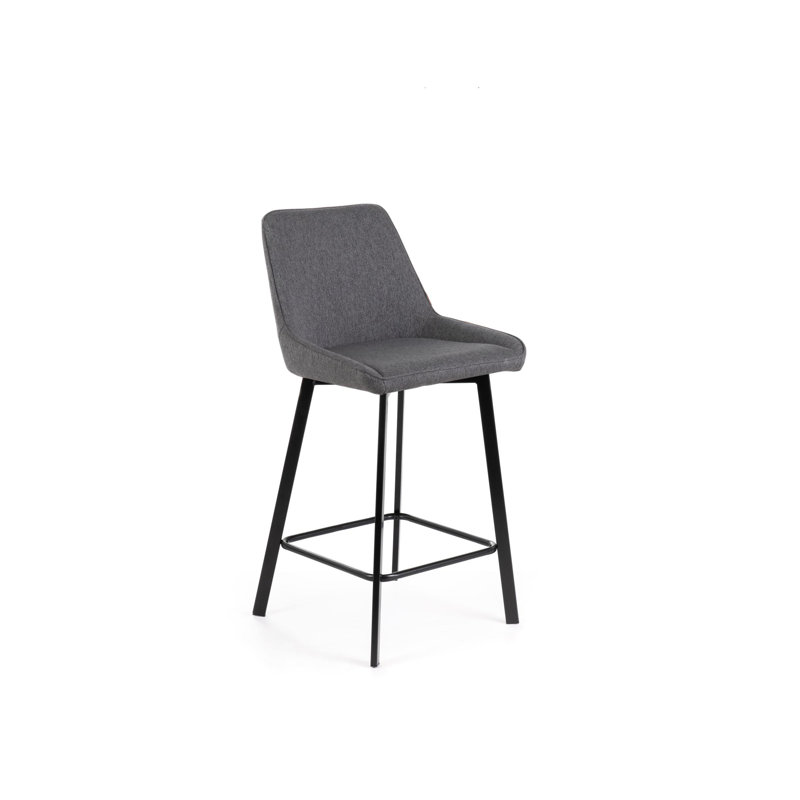 Lynnea Upholstered Counter Stool with Metal Frame, Grey