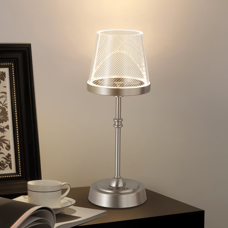 Adjustable Cordless Led Tabel Lamp With Dimmable Light & Rgb Colors, Silver