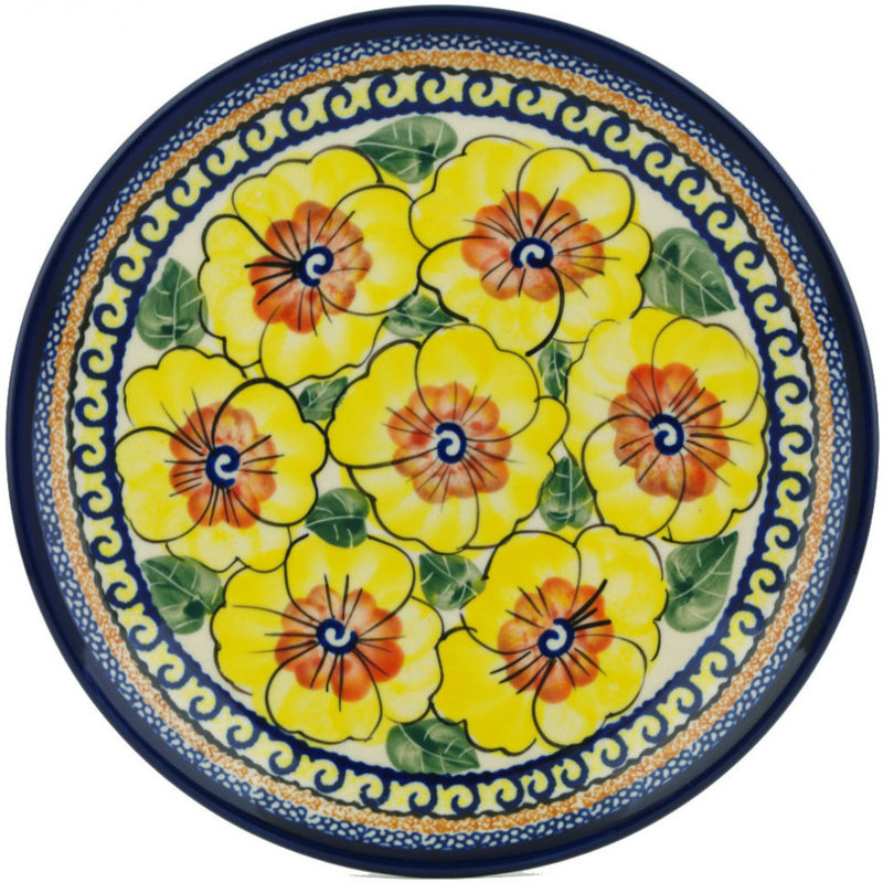 Lemon Poppies Polish Pottery 7" Plate