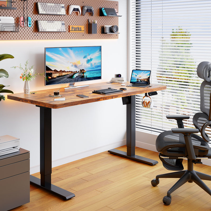 110/130/150 Cm W T-Shaped Standing Desk, Black, 110 cm W x 60 cm D, Brown