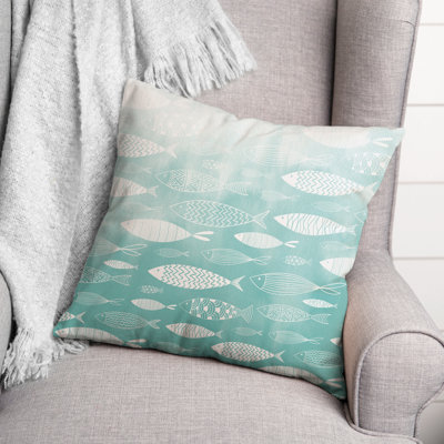  Watercolor Fish Square Pillow Cover & Insert