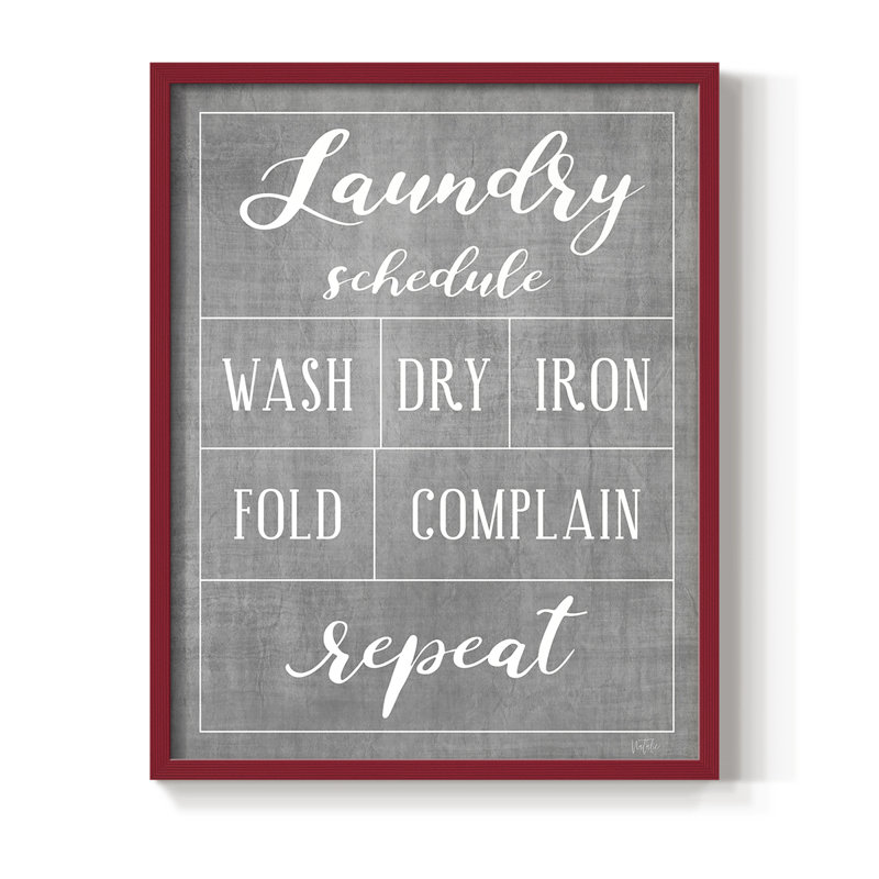 Blanchisserie, impression encadrée - bois massif, H 15 po x l 12 po, Rouge