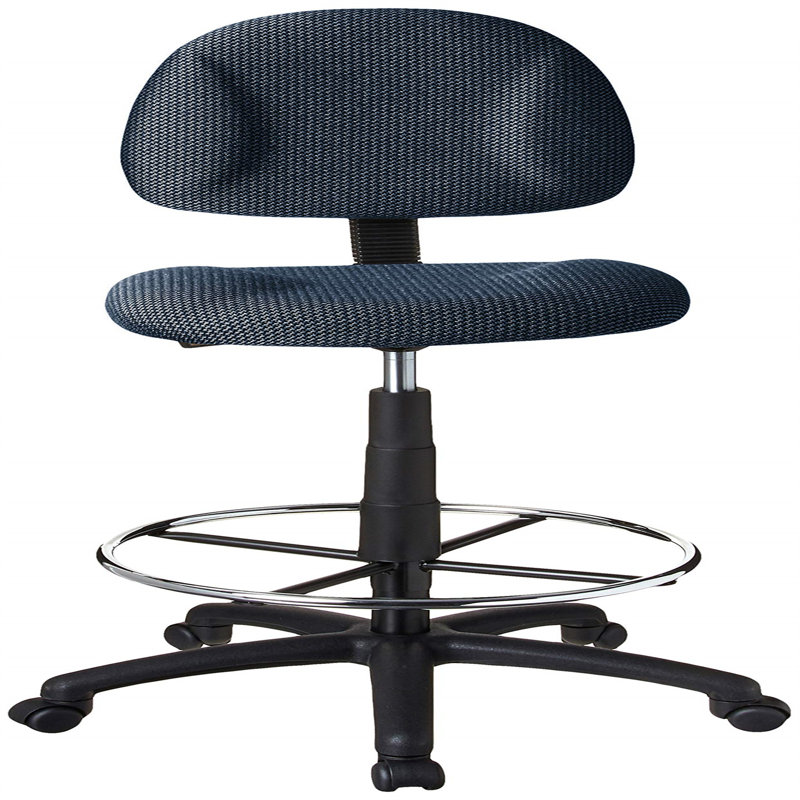 Johnpeter Swivel Upholstered Adjustable Height Counter Stool with Metal Frame, Blue