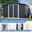 Remise de rangement pour l'extérieur en métal noir 10 pi x 10 pi, cadre robuste actualisé, portes à glissières doubles verrouillables, outils tout usage pour le jardin, acier galvanisé, ventilation et grand imperméable