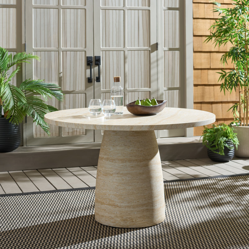 Aurielle Round Dining Table, Travertine