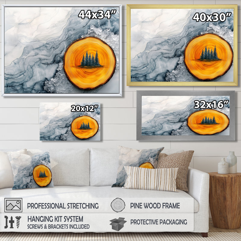 Dar Amber or du soleil rivière de cristal II - forêt, art mural, H 30 po x l 40 po, Toile tendue, Ne s’applique pas