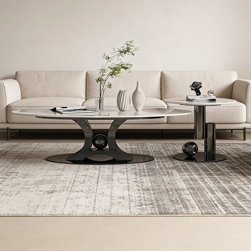 Ensemble de tables basses Sintered Stone, H 16,93 po x L 47,24 po x l 23,62 po, Noir
